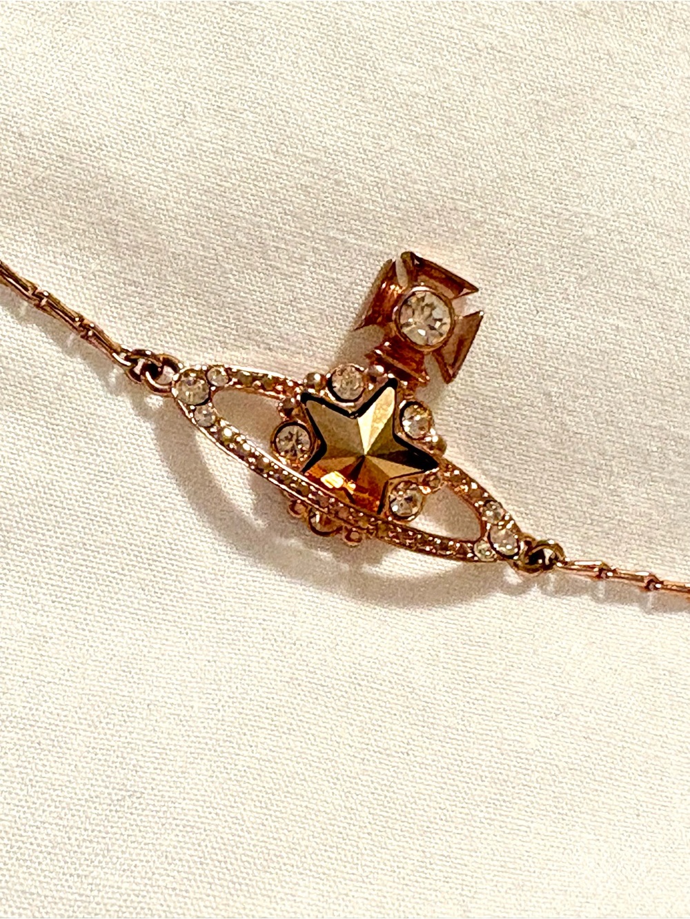 Vivienne Westwood Rose Gold Tone Crystal Orb Bracelet NIB 6.75” long - Picture 2 of 5